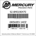 Bar codes for Mercury Marine part number 92-8M0190470