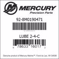 Bar codes for Mercury Marine part number 92-8M0190471