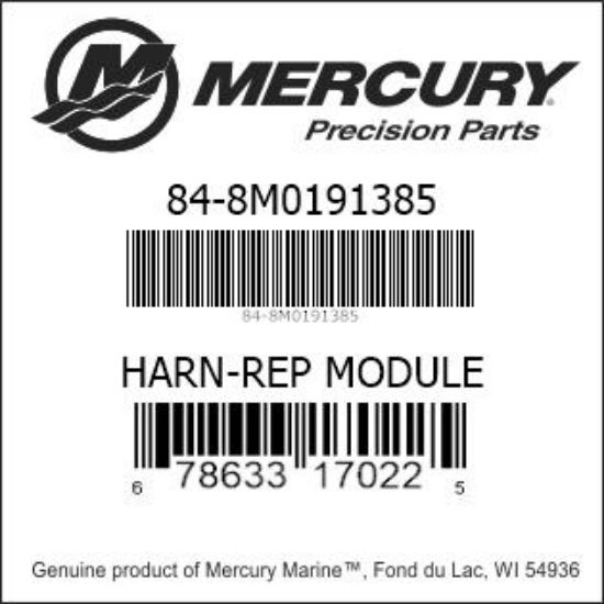 Bar codes for Mercury Marine part number 84-8M0191385