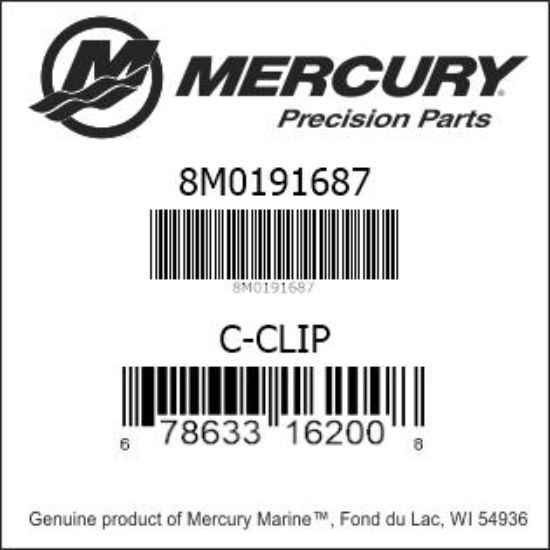 Bar codes for Mercury Marine part number 8M0191687