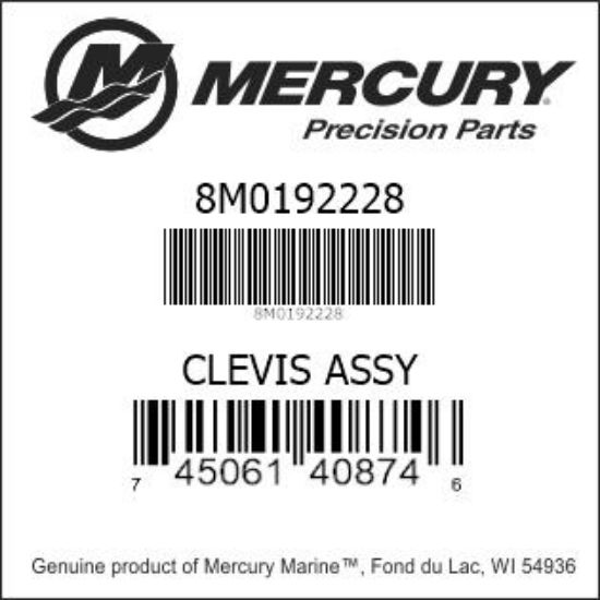 Bar codes for Mercury Marine part number 8M0192228