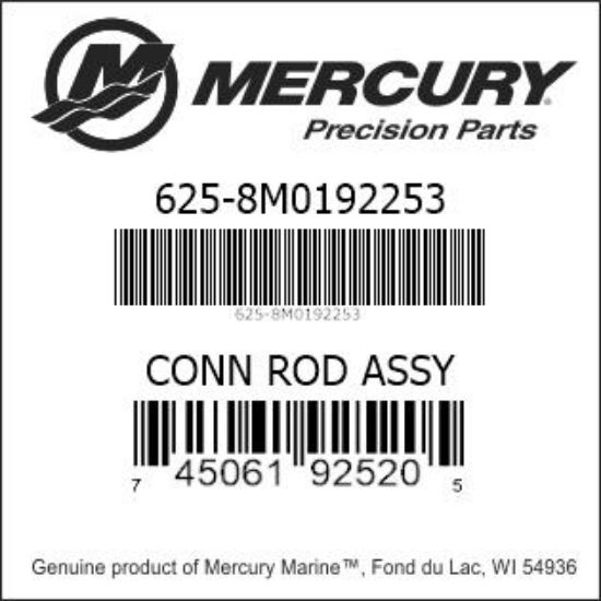 Bar codes for Mercury Marine part number 625-8M0192253