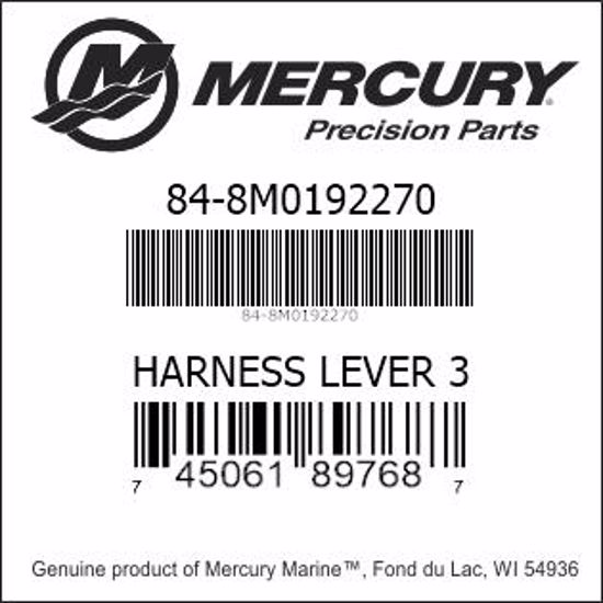 Bar codes for Mercury Marine part number 84-8M0192270
