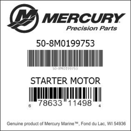 Bar codes for Mercury Marine part number 50-8M0199753