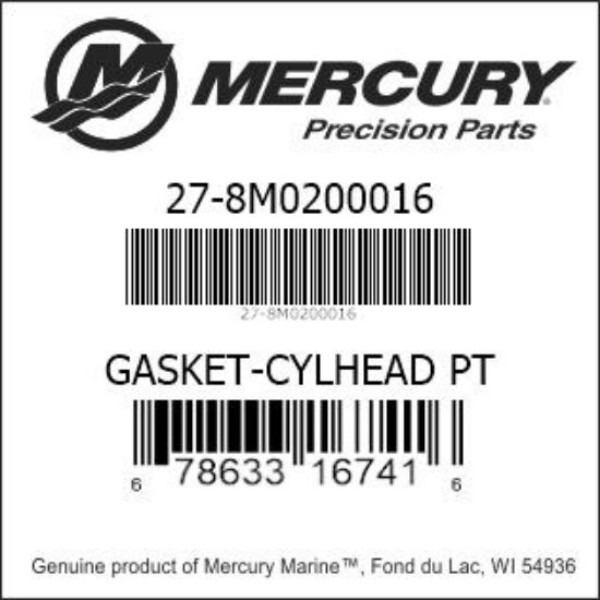 Bar codes for Mercury Marine part number 27-8M0200016