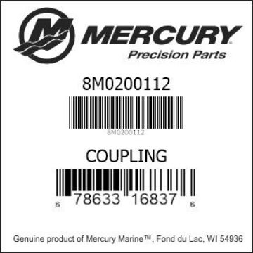 Mercury Marine part number 8M0200112 COUPLING Bar codes for Mercury Marine part number 8M0200112