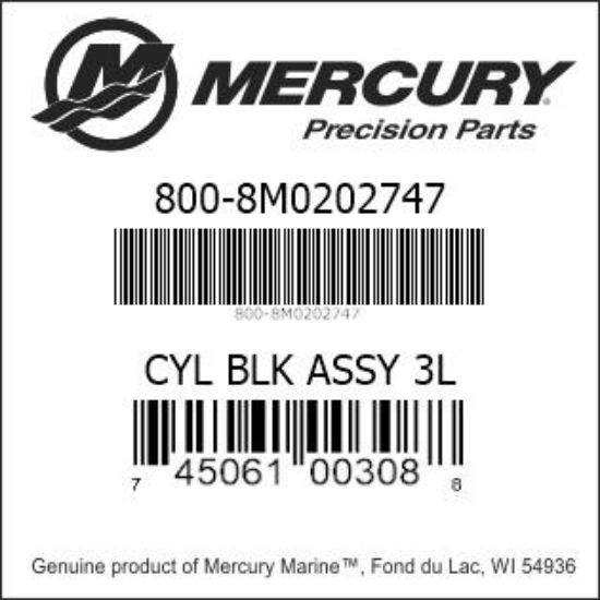 Bar codes for Mercury Marine part number 800-8M0202747
