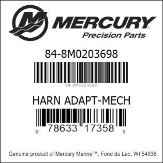 Bar codes for Mercury Marine part number 84-8M0203698