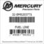 Mercury Marine part number 32-8M0203771 FUEL LINE Bar codes for Mercury Marine part number 32-8M0203771