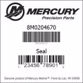 Bar codes for Mercury Marine part number 8M0204670