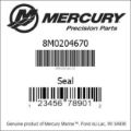 Bar codes for Mercury Marine part number 8M0204670