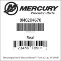 Bar codes for Mercury Marine part number 8M0204670