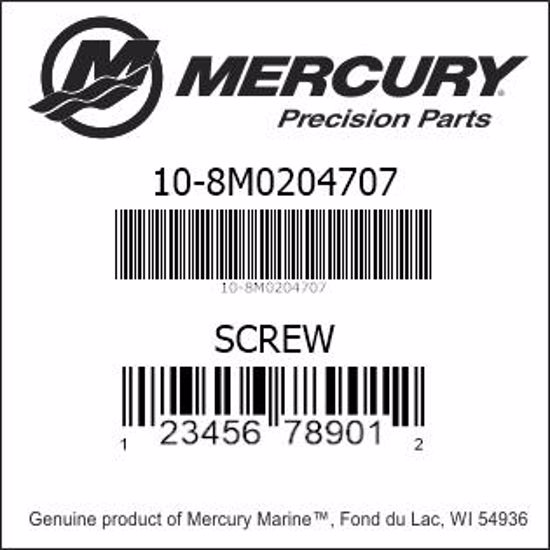 Bar codes for Mercury Marine part number 10-8M0204707
