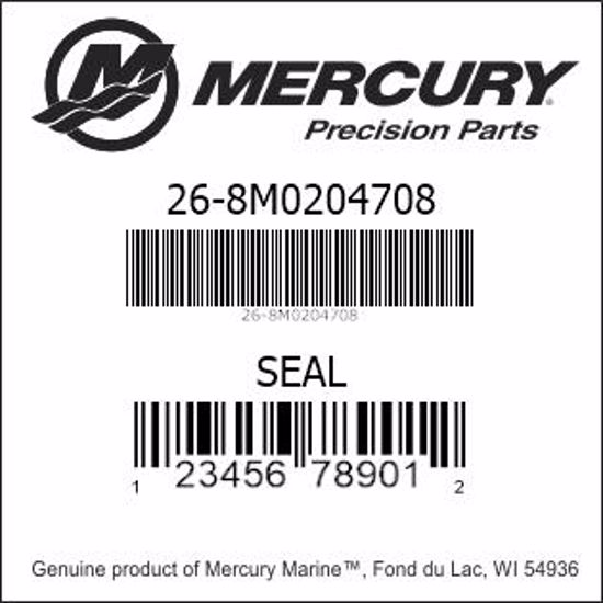 Bar codes for Mercury Marine part number 26-8M0204708