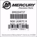 Bar codes for Mercury Marine part number 8M0204737