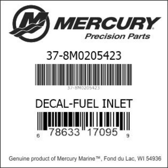 Bar codes for Mercury Marine part number 37-8M0205423