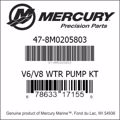 Bar codes for Mercury Marine part number 47-8M0205803