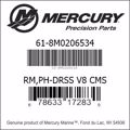 Bar codes for Mercury Marine part number 61-8M0206534