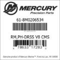 Bar codes for Mercury Marine part number 61-8M0206534