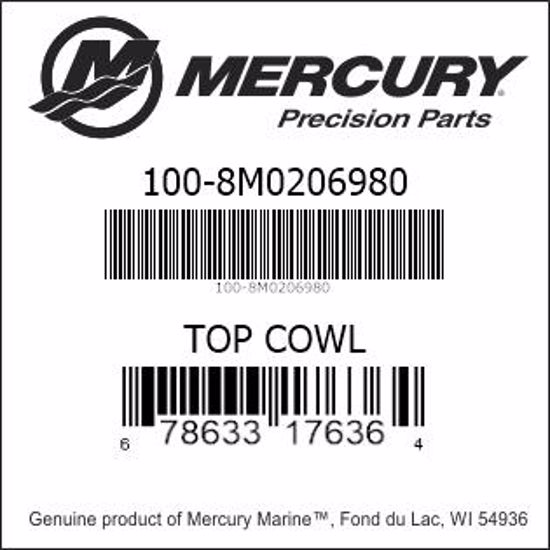 Bar codes for Mercury Marine part number 100-8M0206980