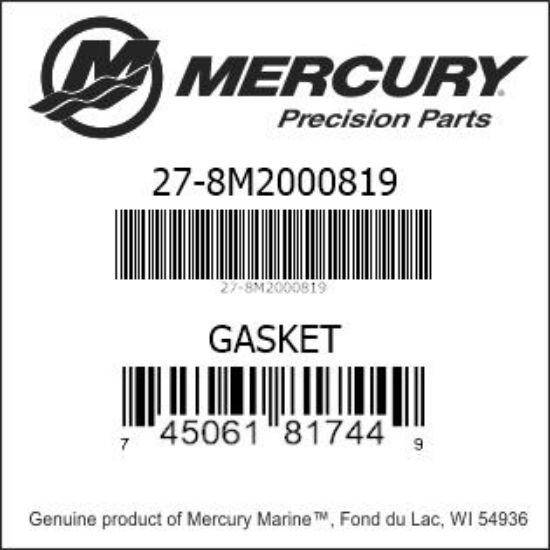 Bar codes for Mercury Marine part number 27-8M2000819