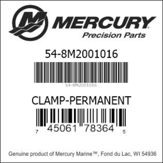 Bar codes for Mercury Marine part number 54-8M2001016