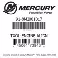 Bar codes for Mercury Marine part number 91-8M2001017