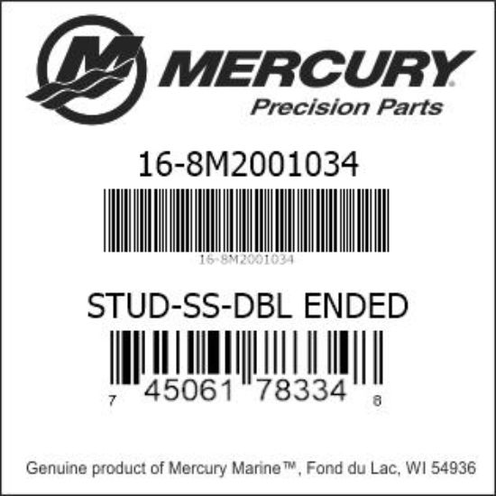 Bar codes for Mercury Marine part number 16-8M2001034