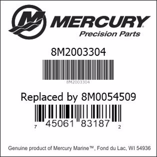 Bar codes for Mercury Marine part number 8M2003304