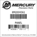 Bar codes for Mercury Marine part number 8M2004361