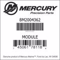 Bar codes for Mercury Marine part number 8M2004362