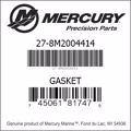Bar codes for Mercury Marine part number 27-8M2004414
