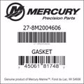 Bar codes for Mercury Marine part number 27-8M2004606