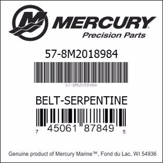 Bar codes for Mercury Marine part number 57-8M2018984