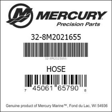 Mercury Marine part number 32-8M2021655 HOSE Bar codes for Mercury Marine part number 32-8M2021655
