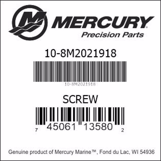 Bar codes for Mercury Marine part number 10-8M2021918