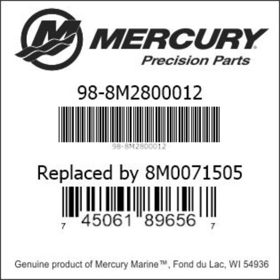 Bar codes for Mercury Marine part number 98-8M2800012
