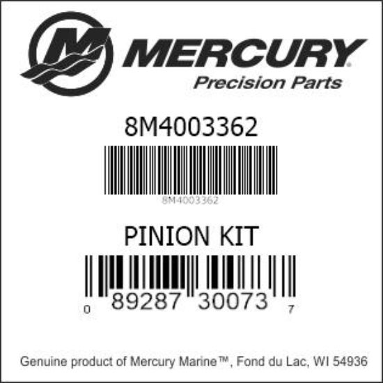 Bar codes for Mercury Marine part number 8M4003362