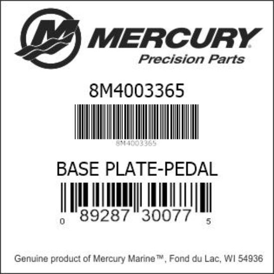 Bar codes for Mercury Marine part number 8M4003365