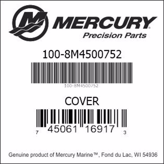 Bar codes for Mercury Marine part number 100-8M4500752