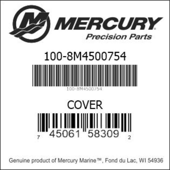 Bar codes for Mercury Marine part number 100-8M4500754