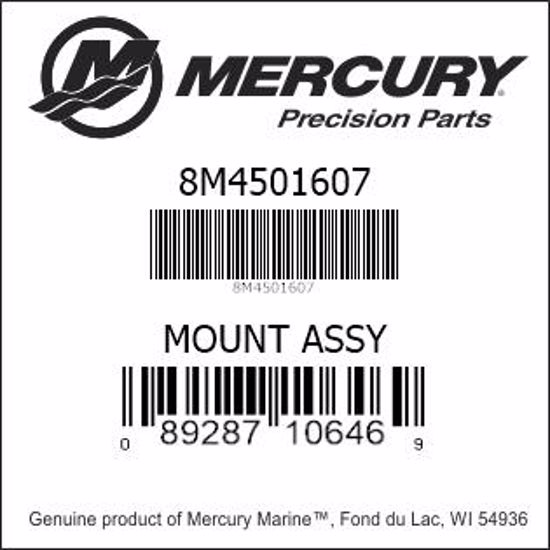 Bar codes for Mercury Marine part number 8M4501607