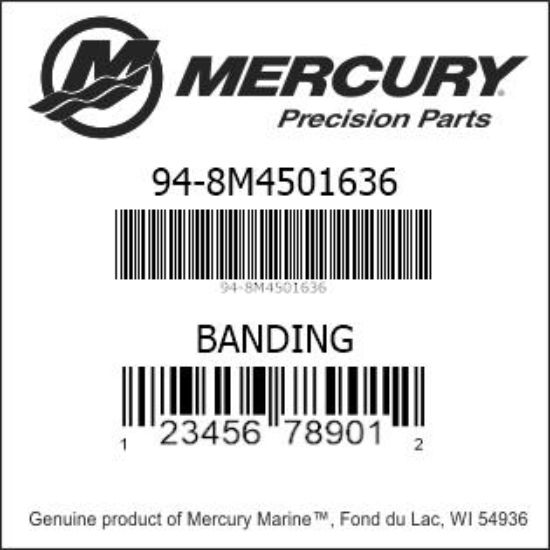 Bar codes for Mercury Marine part number 94-8M4501636