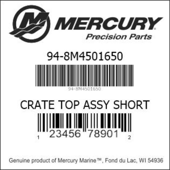 Bar codes for Mercury Marine part number 94-8M4501650