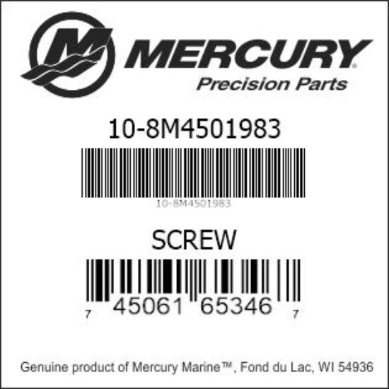 Bar codes for Mercury Marine part number 10-8M4501983