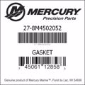 Bar codes for Mercury Marine part number 27-8M4502052