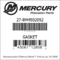 Bar codes for Mercury Marine part number 27-8M4502052