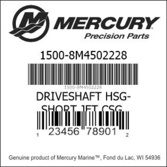 Bar codes for Mercury Marine part number 1500-8M4502228