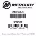 Bar codes for Mercury Marine part number 8M6000623