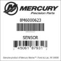 Bar codes for Mercury Marine part number 8M6000623